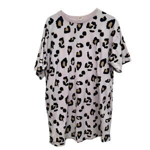 Easel Leopard Oversized Tee Dress M Blush Cotton Lounge Tunic Pockets Streetwear